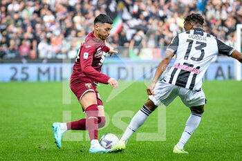 2022-10-23 - Torino's Alessandro Buongiorno in action against Udinese's Destiny Iyenoma Udogie - UDINESE CALCIO VS TORINO FC - ITALIAN SERIE A - SOCCER