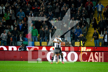 2022-11-04 - Udinese's Beto Betuncal celebrates after scoring a goal with Udinese's Walace Souza Silva - UDINESE CALCIO VS US LECCE - ITALIAN SERIE A - SOCCER