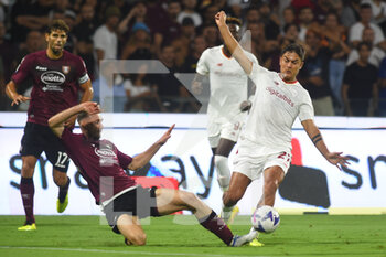 2022-08-14 - Paulo Dybala ( AS. Roma) and Norbert Gyömbér ( US. Salernitana 1919) in action during the  during the Serie A 2022/23 match between US Salernitana1919 and AS Roma  Arechi  Stadium - US SALERNITANA VS AS ROMA - ITALIAN SERIE A - SOCCER