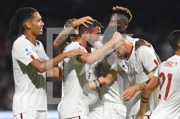 14/08/2022 - Bryan Cristante ( AS. Roma) celebrates after scoring goal  during the Serie A 2022/23 match between US Salernitana1919 and AS Roma  Arechi  Stadium - US SALERNITANA VS AS ROMA - SERIE A - CALCIO