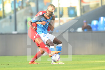 2022-08-21 - Andrea Ranocchia  ( AC Monza) and André-Frank Zambo Anguissa (SSC Napoli) competes for the ball with during the Serie A 2022/23 match between SSC Napoli And AC Monza Diego Armando Maradona Stadium - SSC NAPOLI VS AC MONZA - ITALIAN SERIE A - SOCCER