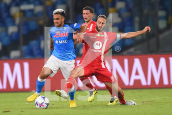 2022-08-21 - Adam Ounas (SSC Napoli) and Andrea Barberis  ( AC Monza) competes for the ball with during the Serie A 2022/23 match between SSC Napoli And AC Monza Diego Armando Maradona Stadium - SSC NAPOLI VS AC MONZA - ITALIAN SERIE A - SOCCER