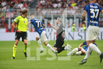 2022-09-03 - Theo Hernandez of Ac Milan during the Italian Serie A tootball match between Ac Milan and Fc Inter on 03 of September 2022 at Giuseppe Meazza _ San Siro Siro stadium in Milan, Italy. Photo Nderim Kaceli - AC MILAN VS INTER - FC INTERNAZIONALE - ITALIAN SERIE A - SOCCER