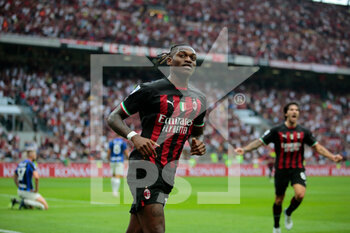 2022-09-03 - Rafael Leao of Ac Milan celebrating after a goal during the Italian Serie A tootball match between Ac Milan and Fc Inter on 03 of September 2022 at Giuseppe Meazza _ San Siro Siro stadium in Milan, Italy. Photo Nderim Kaceli - AC MILAN VS INTER - FC INTERNAZIONALE - ITALIAN SERIE A - SOCCER