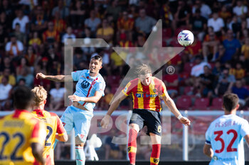 2022-09-11 - Dany Mota, forward of Monza and Federico Baschirotto, defender of Lecce during the Italian championship Serie A football match between US Lecce and AC Monza on September 11, 2022 at Stadio Via del Mare “Ettore Giardiniero” in Lecce, Italy - FOOTBALL - ITALIAN CHAMP - LECCE V MONZA - ITALIAN SERIE A - SOCCER