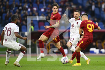 2022-11-13 - Nicolo' Zaniolo of A.S. Roma during the 15th day of the Serie A Championship between A.S. Roma vs Torino F.C. on November 13, 2022 at the Stadio Olimpico, Rome, Italy. - AS ROMA VS TORINO FC - ITALIAN SERIE A - SOCCER