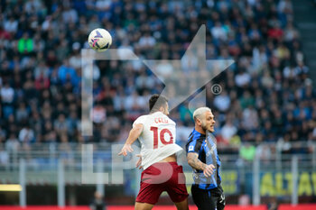 2022-10-01 - Zeki Celik of As Roma and Federico Di Marco of Fc Inter during the Italian Serie A, Football match between Fc Inter and As Roma on October 1, 2022 at San Siro Stadium, Milan, Italy. Photo Nderim Kaceli - INTER - FC INTERNAZIONALE VS AS ROMA - ITALIAN SERIE A - SOCCER