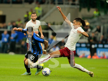 2022-10-01 - Lautaro Martinez of Fc Inter and Chris Smalling of As Roma during the Italian Serie A, Football match between Fc Inter and As Roma on October 1, 2022 at San Siro Stadium, Milan, Italy. Photo Nderim Kaceli - INTER - FC INTERNAZIONALE VS AS ROMA - ITALIAN SERIE A - SOCCER