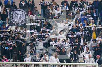 2022-10-09 - Spezia Calcio Fans during the Italian championship Serie A football match between AC Monza and Spezia Calcio on October 9, 2022 at U-Power Stadium in Monza, Italy - FOOTBALL - ITALIAN CHAMP - MONZA V SPEZIA - ITALIAN SERIE A - SOCCER