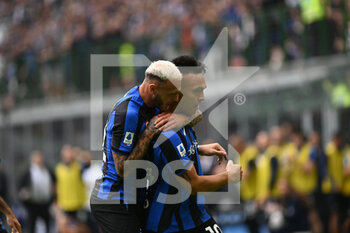 2022-10-16 - Martinez Lautaro of FC INter celebrating after a goal during the Italian Serie A tootball match between Inter FC Internazionale and US Salernitana on 16 of October 2022 at Giuseppe Meazza _ San Siro Siro stadium in Milan, Italy. Credit: Tiziano Ballabio - INTER - FC INTERNAZIONALE VS US SALERNITANA - ITALIAN SERIE A - SOCCER