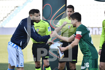 2022-01-22 - Francesco  Vicari (Spal) and Gaetano Masucci (Pisa) before the beginning of the match - SPAL VS AC PISA - ITALIAN SERIE B - SOCCER