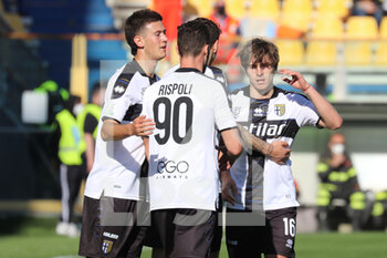 2022-02-26 - Adrian Bernabe’ of PARMA CALCIO celebrates after scoring a goal with his teammates during the Serie B match between Parma Calcio and Spal at Ennio Tardini on February 26, 2022 in Parma, Italy. - PARMA CALCIO VS SPAL - ITALIAN SERIE B - SOCCER