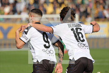 2022-02-26 - Gennaro Tutino of PARMA CALCIO celebrates after scoring a goal with Adrian Bernabe’ of PARMA CALCIO during the Serie B match between Parma Calcio and Spal at Ennio Tardini on February 26, 2022 in Parma, Italy. - PARMA CALCIO VS SPAL - ITALIAN SERIE B - SOCCER