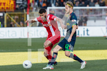 2022-02-27 - Luca Mazzitelli competes for the ball with Morten Hjulmand during the Serie B match between Monza and Lecce at U Power Stadium on February 27, 2022 in Monza, Italy. - AC MONZA VS US LECCE - ITALIAN SERIE B - SOCCER