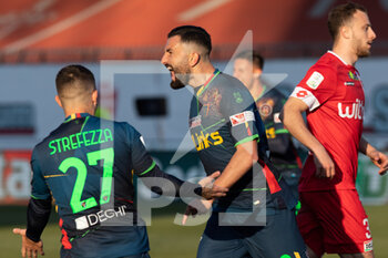 2022-02-27 - Massimo Coda celebrates after scoring during the Serie B match between Monza and Lecce at U Power Stadium on February 27, 2022 in Monza, Italy. - AC MONZA VS US LECCE - ITALIAN SERIE B - SOCCER