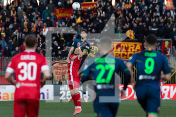 2022-02-27 - Arturo Calabresi and Andrea Barberis fight for the ball during the Serie B match between Monza and Lecce at U Power Stadium on February 27, 2022 in Monza, Italy. - AC MONZA VS US LECCE - ITALIAN SERIE B - SOCCER