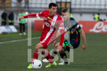 2022-02-27 - Salvatote Molina and Alexis Blin fight for the ball during the Serie B match between Monza and Lecce at U Power Stadium on February 27, 2022 in Monza, Italy. - AC MONZA VS US LECCE - ITALIAN SERIE B - SOCCER