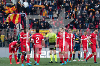 2022-02-27 - Monza players react to losing the match at the end of the Serie B match between Monza and Lecce at U Power Stadium on February 27, 2022 in Monza, Italy. - AC MONZA VS US LECCE - ITALIAN SERIE B - SOCCER