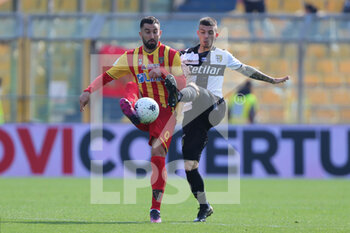 2022-03-19 - Enrico Delprato of PARMA CALCIO competes for the ball with Massimo Coda of US LECCE during the Serie B match between Parma Calcio and US Lecce at Ennio Tardini on March 19, 2022 in Parma, Italy. - PARMA CALCIO VS US LECCE - ITALIAN SERIE B - SOCCER