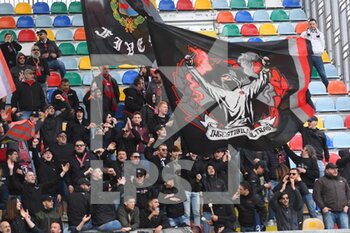 2022-04-09 - FROSINONE, ITALY - March 9 : Supportes of Cremonese  during Italian Serie B soccer match between  Frosinone and 
Cremonese at Stadio Benito Stirpe on March 9,2022  in Frosinone Italy - FROSINONE CALCIO VS US CREMONESE - ITALIAN SERIE B - SOCCER