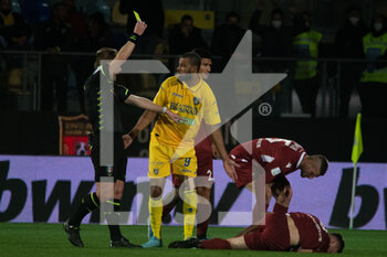 2022-02-23 - Gabriel Charpentier Frosinone yellow card  - FROSINONE VS REGGINA - ITALIAN SERIE B - SOCCER