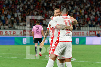2022-08-19 - Waild Cheddira (SSC Bari) and Mirco Antenucci (SSC Bari) celebrates after scoring a goal of 1-1 - SSC BARI VS PALERMO FC - ITALIAN SERIE B - SOCCER