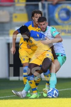 2022-10-08 - FROSINONE, ITALY -  October 8 :  Ben Lhassine Kone (L) of  Frosinone in action against  Andrea Lamantia (R) of  Spal during the  Serie B  soccer match between  Frosinone and Spal Stadio Benito Stirpe on October 8,2022 in Frosinone Italy - FROSINONE CALCIO VS SPAL - ITALIAN SERIE B - SOCCER