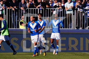 2022-11-05 - Florian Aye (Brescia FC) celebrates his goal - BRESCIA CALCIO VS ASCOLI CALCIO - ITALIAN SERIE B - SOCCER