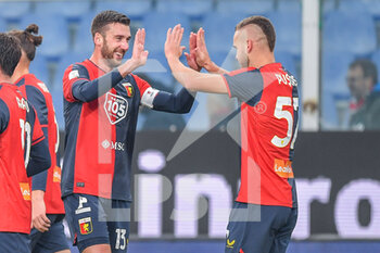 2022-12-08 - Mattia Bani and George Alexandru Puscas (Genoa) celebrates after scoring a goal 1 - 0 - GENOA CFC VS FC SUDTIROL - ITALIAN SERIE B - SOCCER
