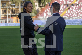 2022-12-08 - Inzaghi Filippo coach Reggina and Felice Saladini Patron Reggina  - REGGINA 1914 VS FROSINONE CALCIO - ITALIAN SERIE B - SOCCER
