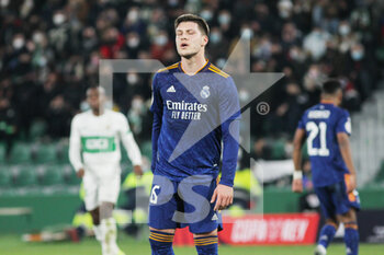 2022-01-20 - Luka Jovic of Real Madrid reacts during the Spanish Cup, Copa del Rey, round of 16 football match between Elche CF and Real Madrid on January 20, 2022 at Martinez Valero stadium in Elche, Alicante, Spain - ELCHE CF VS REAL MADRID - SPANISH CUP - SOCCER