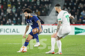 2022-01-20 - Marcelo Vieira Da Silva of Real Madrid and Tete Morente of Elche during the Spanish Cup, Copa del Rey, round of 16 football match between Elche CF and Real Madrid on January 20, 2022 at Martinez Valero stadium in Elche, Alicante, Spain - ELCHE CF VS REAL MADRID - SPANISH CUP - SOCCER