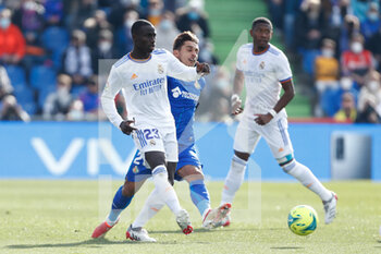 2022-01-02 - Ferland Mendy of Real Madrid in action during the Spanish championship La Liga football match between Getafe CF and Real Madrid on January 2, 2022 at Coliseum Alfonso Perez stadium in Getafe, Madrid, Spain - GETAFE CF VS REAL MADRID - SPANISH LA LIGA - SOCCER
