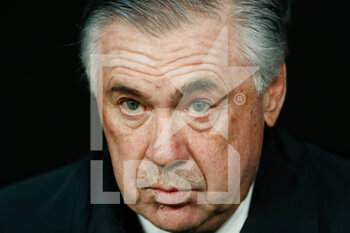 2022-01-08 - Carlo Ancelotti, coach of Real Madrid during the Spanish championship La liga football match between Real Madrid and Valencia CF on January 8, 2022 at Santiago Bernabeu stadium in Madrid, Spain - REAL MADRID VS VALENCIA CF - SPANISH LA LIGA - SOCCER