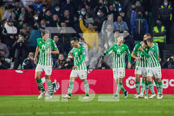 2022-01-18 - Sergio Canales of Real Betis celebrates a goal during the Spanish championship La Liga football match between Real Betis and Deportivo Alaves on January 18, 2022 at Benito Villamarin stadium in Sevilla, Spain - REAL BETIS VS DEPORTIVO ALAVES - SPANISH LA LIGA - SOCCER