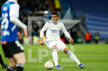 2022-02-19 - Carlos Henrique Casemiro of Real Madrid during the Spanish championship La Liga football match between Real Madrid and Deportivo Alaves on February 19, 2022 at Santiago Bernabeu stadium in Madrid, Spain - REAL MADRID VS DEPORTIVO ALAVES - SPANISH LA LIGA - SOCCER
