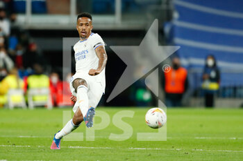 2022-02-19 - Eder Militao of Real Madrid during the Spanish championship La Liga football match between Real Madrid and Deportivo Alaves on February 19, 2022 at Santiago Bernabeu stadium in Madrid, Spain - REAL MADRID VS DEPORTIVO ALAVES - SPANISH LA LIGA - SOCCER