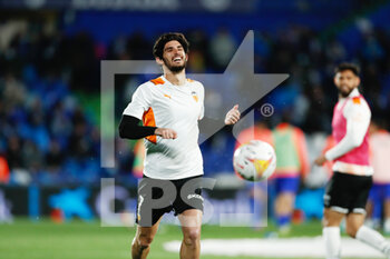 2022-03-12 - Goncalo Guedes of Valencia warms up during the Spanish championship La Liga football match between Getafe CF and Valencia CF on March 12, 2022 at Coliseum Alfonso Perez stadium in Getafe, Madrid, Spain - GETAFE CF VS VALENCIA CF - SPANISH LA LIGA - SOCCER