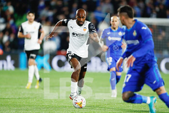 2022-03-12 - Dimitri Foulquier of Valencia during the Spanish championship La Liga football match between Getafe CF and Valencia CF on March 12, 2022 at Coliseum Alfonso Perez stadium in Getafe, Madrid, Spain - GETAFE CF VS VALENCIA CF - SPANISH LA LIGA - SOCCER