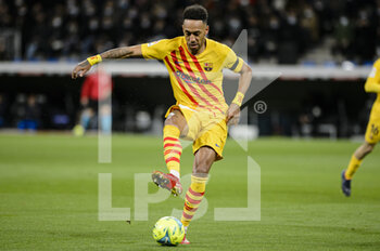 2022-03-20 - 20.03.2022, Madrid, Pierre-Emerick Aubameyang of Fc Barcelona looks to pass the ball during the La Liga match between Real Madrid and FC Barcelona at Estadio Santiago Bernabeu on 20 March 2022 in Madrid Spain. - REAL MADRID VS FC BARCELONA - SPANISH LA LIGA - SOCCER