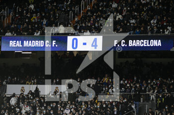 2022-03-20 - 20.03.2022, Madrid, match score between Real Madrid and Fc Barcelona during the La Liga match between Real Madrid and FC Barcelona at Estadio Santiago Bernabeu on 20 March 2022 in Madrid Spain. - REAL MADRID VS FC BARCELONA - SPANISH LA LIGA - SOCCER