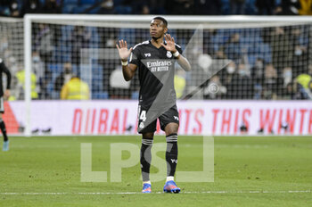 2022-03-20 - 20.03.2022, Madrid, David Alaba of Real Madrid CF thanks supporters for standing during the La Liga match between Real Madrid and FC Barcelona at Estadio Santiago Bernabeu on 20 March 2022 in Madrid Spain. - REAL MADRID VS FC BARCELONA - SPANISH LA LIGA - SOCCER