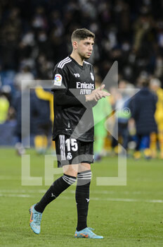 2022-03-20 - 20.03.2022, Madrid, Federico Valverde of Real Madrid CF thanks supporters for standing during the La Liga match between Real Madrid and FC Barcelona at Estadio Santiago Bernabeu on 20 March 2022 in Madrid Spain. - REAL MADRID VS FC BARCELONA - SPANISH LA LIGA - SOCCER