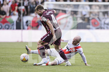 2022-05-01 - 30.04.2022, Madrid, Spain. Isi Palazon of Rayo Vallecano (R) battles for the ball with Asier Illarramendi of Real Sociedad (L) during the LaLiga Santander match between Rayo Vallecano and Real Sociedad at Estadio De Vallecas on 1 May 2022 in Madrid, Spain. - RAYO VALLECANO VS REAL SOCIEDAD - SPANISH LA LIGA - SOCCER