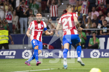 2022-05-08 - 30.04.2022, Madrid, Spain. Yannick Carrasco of Atletico de Madrid celebrates his goal with Jorge Resurreccion koke of Atletico de Madrid (L) during the LaLiga Santander match between Atletico de Madrid and Real Madrid at Wanda Metropolitano on 8 May 2022 in Madrid, Spain. - ATLETICO DE MADRID VS REAL MADRID - SPANISH LA LIGA - SOCCER