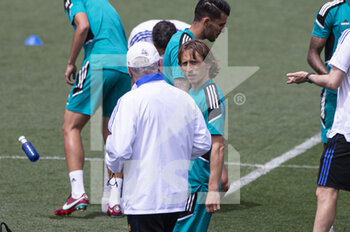2022-05-24 - 24.05.2022, Madrid, Spain. Luka Modric of Real Madrid CF (R) talks with Real Madrid Head Coach Carlo Ancelotti (L)  during open media day Real Madrid at Ciudad deportiva Real Madrid on 24 Mal 2022 in Madrid Spain. - OPEN MEDIA DAY REAL MADRID - SPANISH LA LIGA - SOCCER