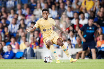 2022-08-21 - Ansu Fati of FC Barcelona during the Spanish championship La Liga football match between Real Sociedad and FC Barcelona on August 21, 2022 at Reale Arena in San Sebastian, Spain - FOOTBALL - SPANISH CHAMP - REAL SOCIEDAD V FC BARCELONA - SPANISH LA LIGA - SOCCER