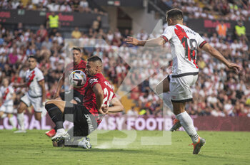 2022-08-27 - 27.08.2022, Madrid, Spain.Alvaro Garcia of Rayo Vallecano (R) being defended by Martin Valjent of RCD Mallorca (L)  during the LaLiga Santander match between Rayo Vallecano and RCD Mallorca at Estadio de Vallecas on 27 August 2022 in Madrid, Spain. - LALIGA SANTANDER 2021/2023- RAYO VALLECANO VS RCD MALLORCA - SPANISH LA LIGA - SOCCER