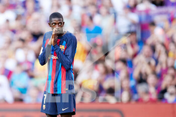 2022-08-28 - Ousmane Dembele of FC Barcelona during the Spanish championship La Liga football match between FC Barcelona and Real Valladolid CF on August 28, 2022 at Spotify Camp Nou in Barcelona, Spain - FOOTBALL - SPANISH CHAMP - FC BARCELONA V REAL VALLADOLID - SPANISH LA LIGA - SOCCER
