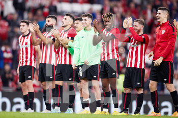 2022-09-30 - Nico Williams and Iker Muniain of Athletic Club celebrate the win after the Spanish championship La Liga football match between Athletic Club and UD Almeria on September 30, 2022 at San Mames in Bilbao, Spain - FOOTBALL - SPANISH CHAMP - ATHLETIC CLUB V ALMERIA - SPANISH LA LIGA - SOCCER